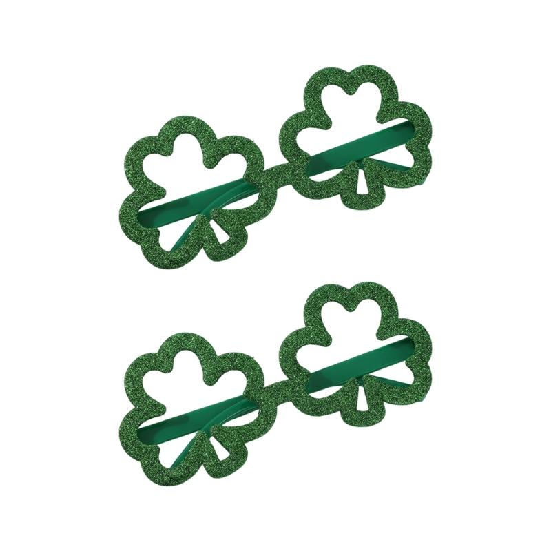 Irish Shamrock Eyeglasses Green Four Leaf Clovers Glasses Leprechaun Costume for Women Men Saint Patrick's Day Sunglass
