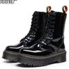Laser-Dicksohlen-Loch-Lokomotivstiefel Damen 10 Reißverschluss seitlich Britische Langstiefel Muffin-Serie