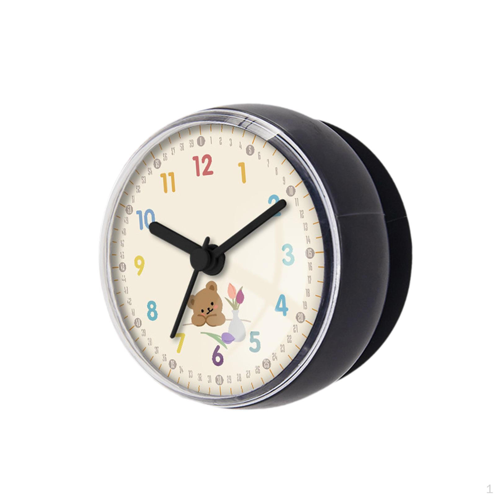 

Bathroom Clock Water Resistant Wall Hanging or Countertop Cartoon Easy Reading Face Small for DPL1156A black gray