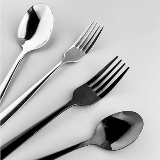 Hive Mind 30-piece Set Cutlery Assortment 6 People Spoons Forks Knives Suitable Restaurants Home Use Dishwasher Safe Wedding Gift Present (Black)