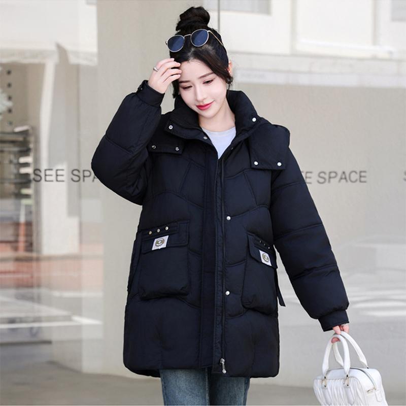 Autumn and Winter Korean Version Hooded Bread Jacket, Thick Down Cotton Jacket, Medium To Long Down Jacket, Loose Outer Jacket, Cotton Jacket
