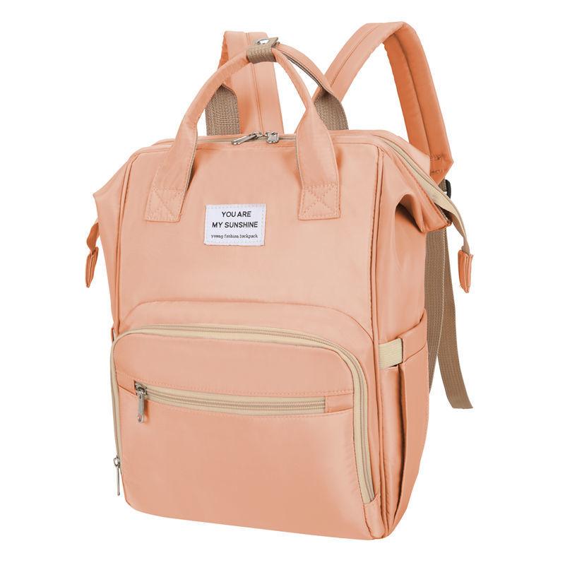 Multi Functional Backpack Large Capacity Leisure Bag Mom's Bag Zipper Opening Solid Color Travel Backpack