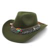 New ethnic style western cowboy hat woolen top hat men's and women's top hat outdoor travel hat winter