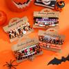 6pcs Set Cartoon Funny Pumpkin Skull Ghost Little Devil Pendant Beaded Bracelets for Women Friends Halloween Party Jewelry Set