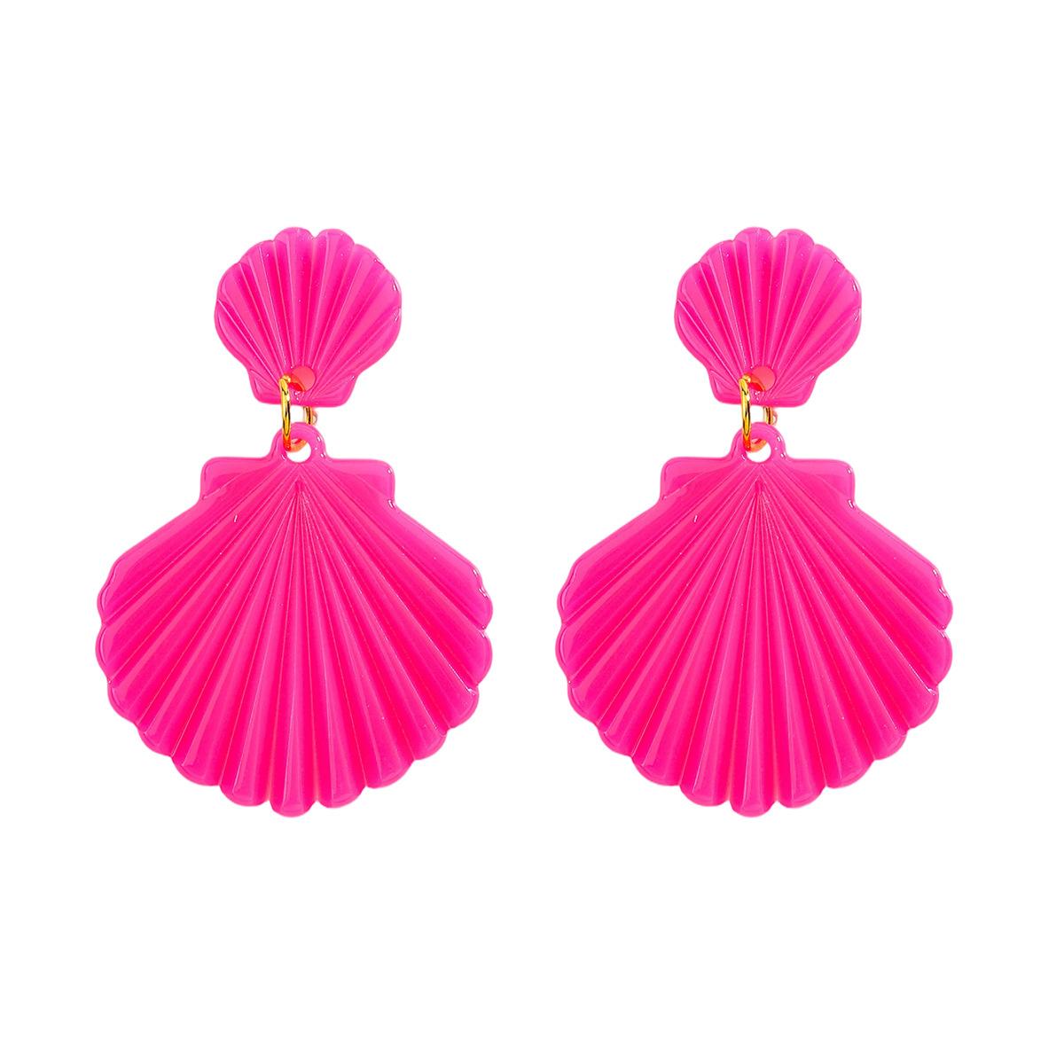

European and American personality exaggerated shell acrylic resin earrings fashionable and simple bohemian earrings earrings рожевий червоний колір