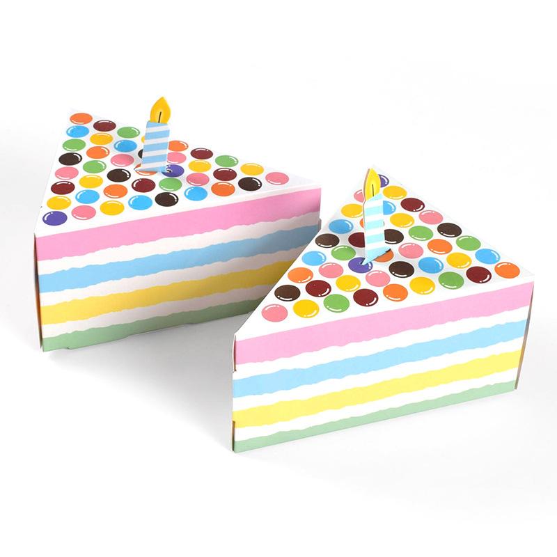 New 8Pcs Triangular Cake Shaped Paper Gift Box Cookie Candy Baby Shower Favors Treat Kids Birthday Party Dessert Packaging Boxes