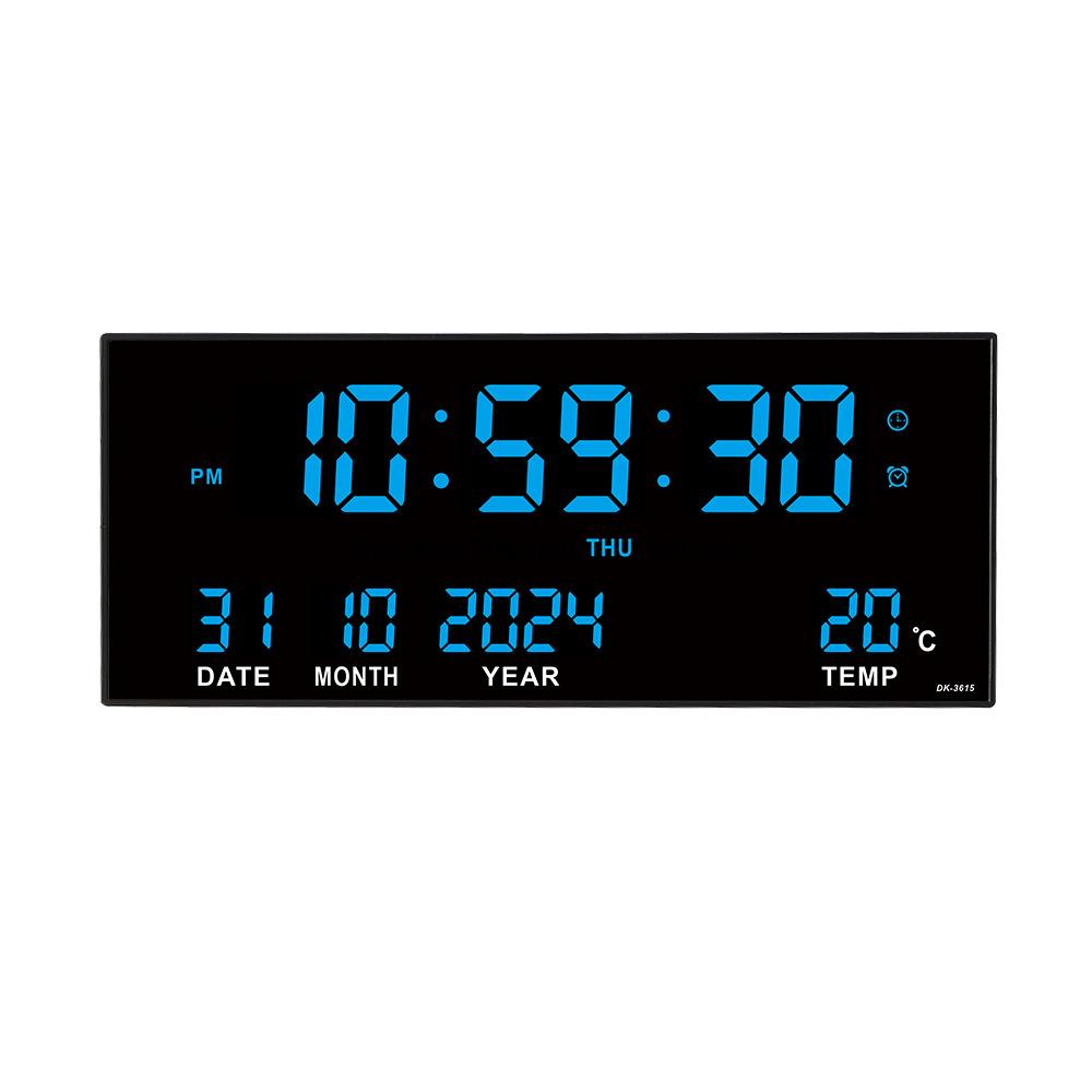 Classic LED Plug-in Wall Clock, Multifunctional Smart Electronic Calendar Clock for Living Room, 3615