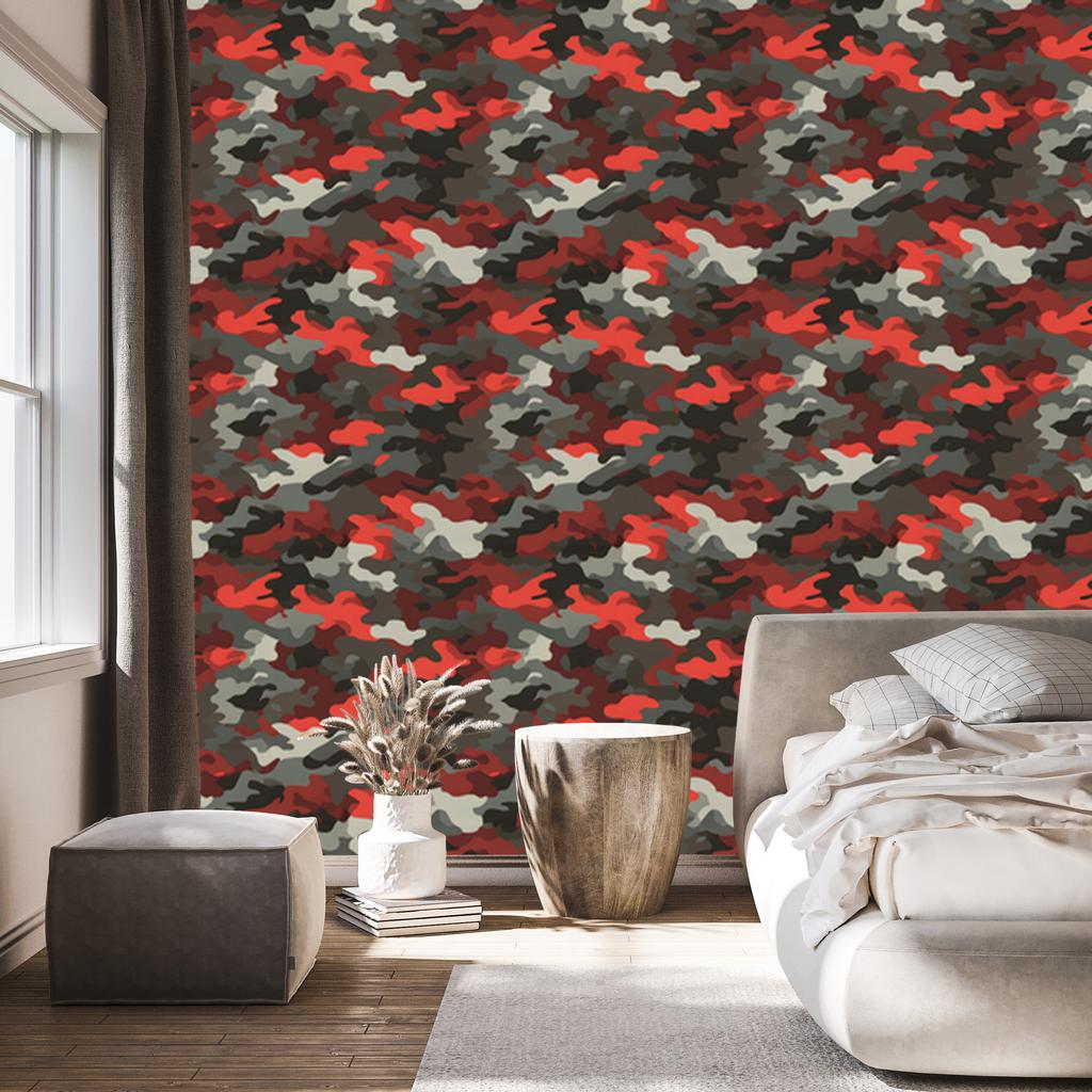Brown and red military camouflage wallpaper for living room and bedroom 50x1000