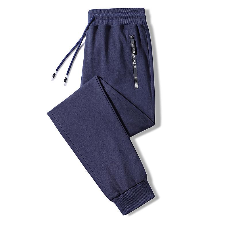 Men's Pure Cotton Lightweight Straight-Leg Sweatpants - Solid Color, Loose Fit for Summer and Spring.