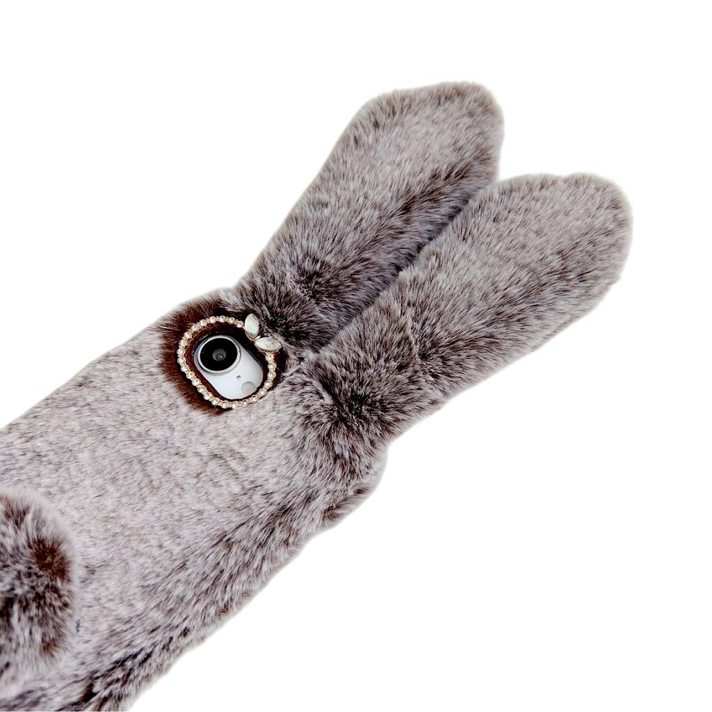 For iPhone 16e Case Plush Cute Bunny Winter Fluffy TPU Phone Cover