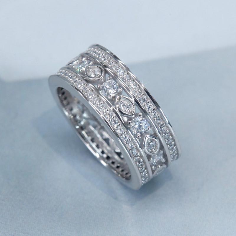 Fashion Wedding Rings for Women Modern Design Sparkling Cubic Zircon Crystal Rings Luxury   CopperFemale Jewelry