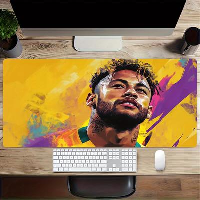 1pc Large Gaming Mouse Pad, UV Reactive Non-Slip Desk Mat, Washable PolyesterNeymar, Football, World CupComputer Pad with Vibrant Game Machi