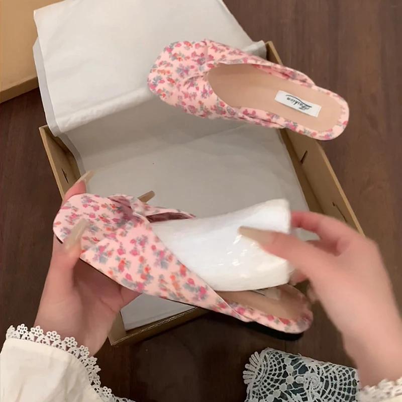 Fashion 2025 New Summer Women's Beach Vacation Slippers Fashion Flower Flats Slides Party Dress Candy Color Female Shoes