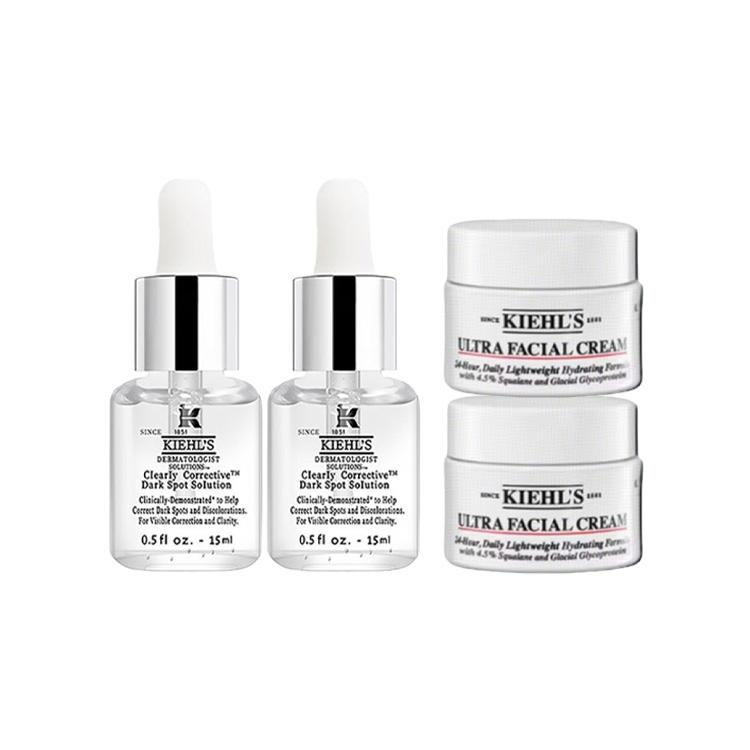 

Kiehl s Ultra Facial Cream And Clearly Corrective Dark Spot Correcting Serum Sample Set Serum 15ml*2 + Cream14ml*2