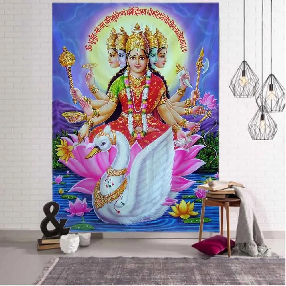 Lakshmi Deity Tapestry 2D Flat Print Prosperous Home Decor Bedroom Living Room Tapestry Charming Functional Sacred Lively Hindu