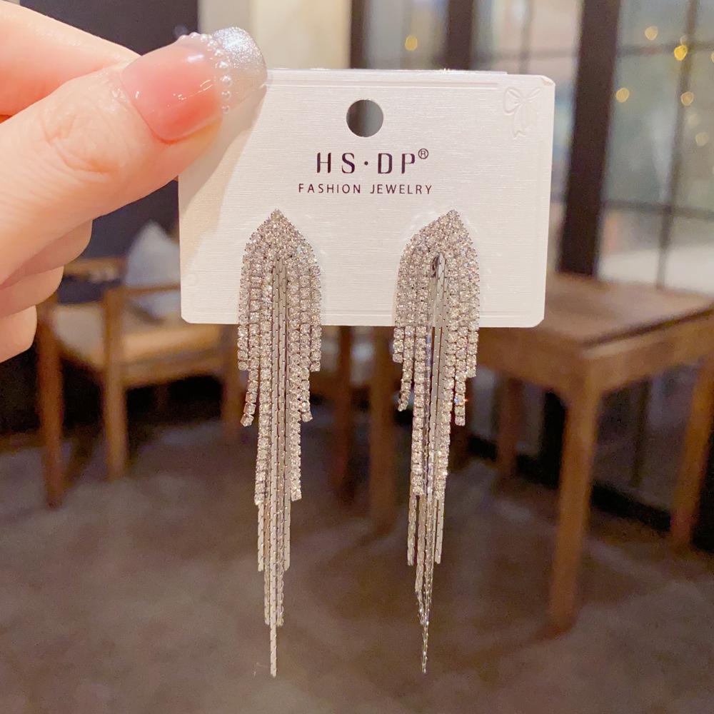 Elegant Geometric Zircon Tassel Earrings - Stylish, Light, Versatile Fashion Accessories