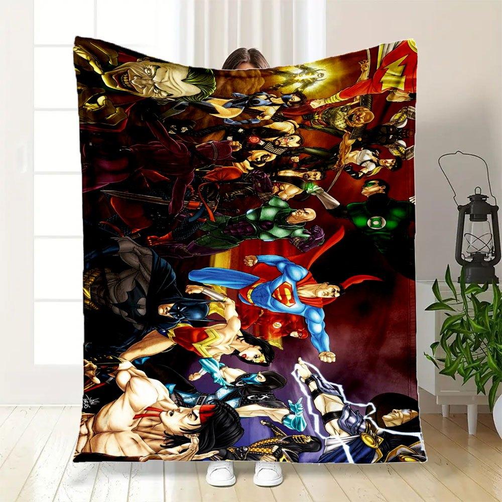 Superheldenstrijd: Epic Comics Kunstprint Dekentje Flanellen Plaid voor Bank, Bed, Reizen, Kamperen, Kantoor, Bankstel, Stoel