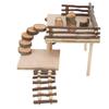 Hamster Natural Wood Playground Set Hamster Living Climbing System for Small Pets