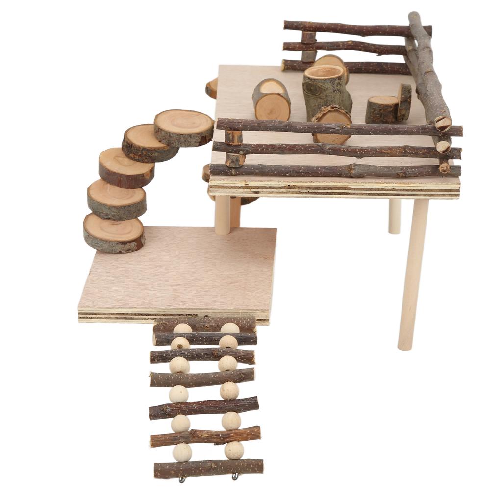 Hamster Natural Wood Playground Set Hamster Living Climbing System for Small Pets