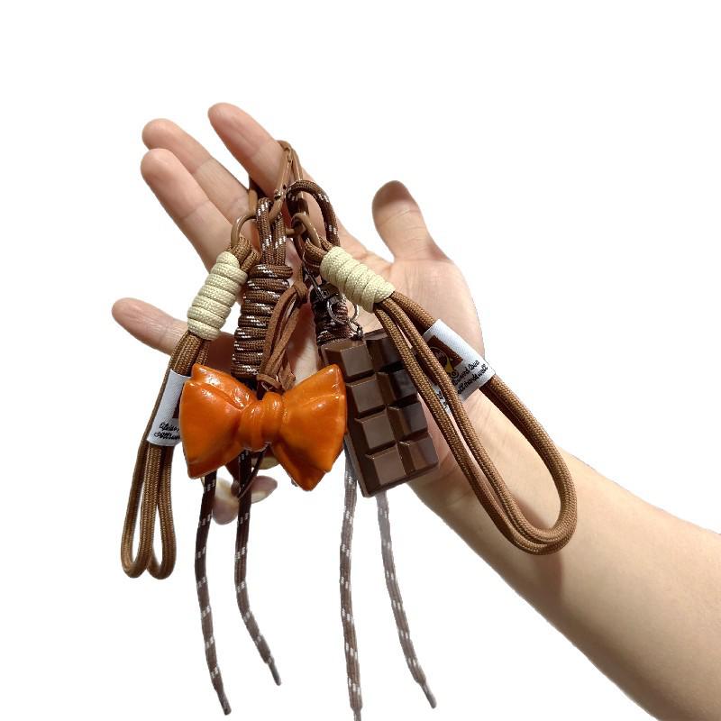 INS-Style Miu Series Alkaline Water Bread Bag - Cute Chocolate Pendant Jewelry Keychain