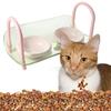 Double Bowls Cat Food Water Bowl Anti-flip Elevated Pet Feeder Bowl  for Kitten/Puppy/Bunny