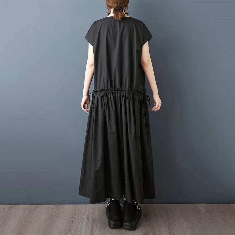XITAO Pleated Drawstring Loose Dress ZMY1310