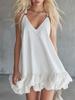 New Summer Women's Collection Elegant and Casual Solid-Color V-Neck Ruffled Mini Skirt