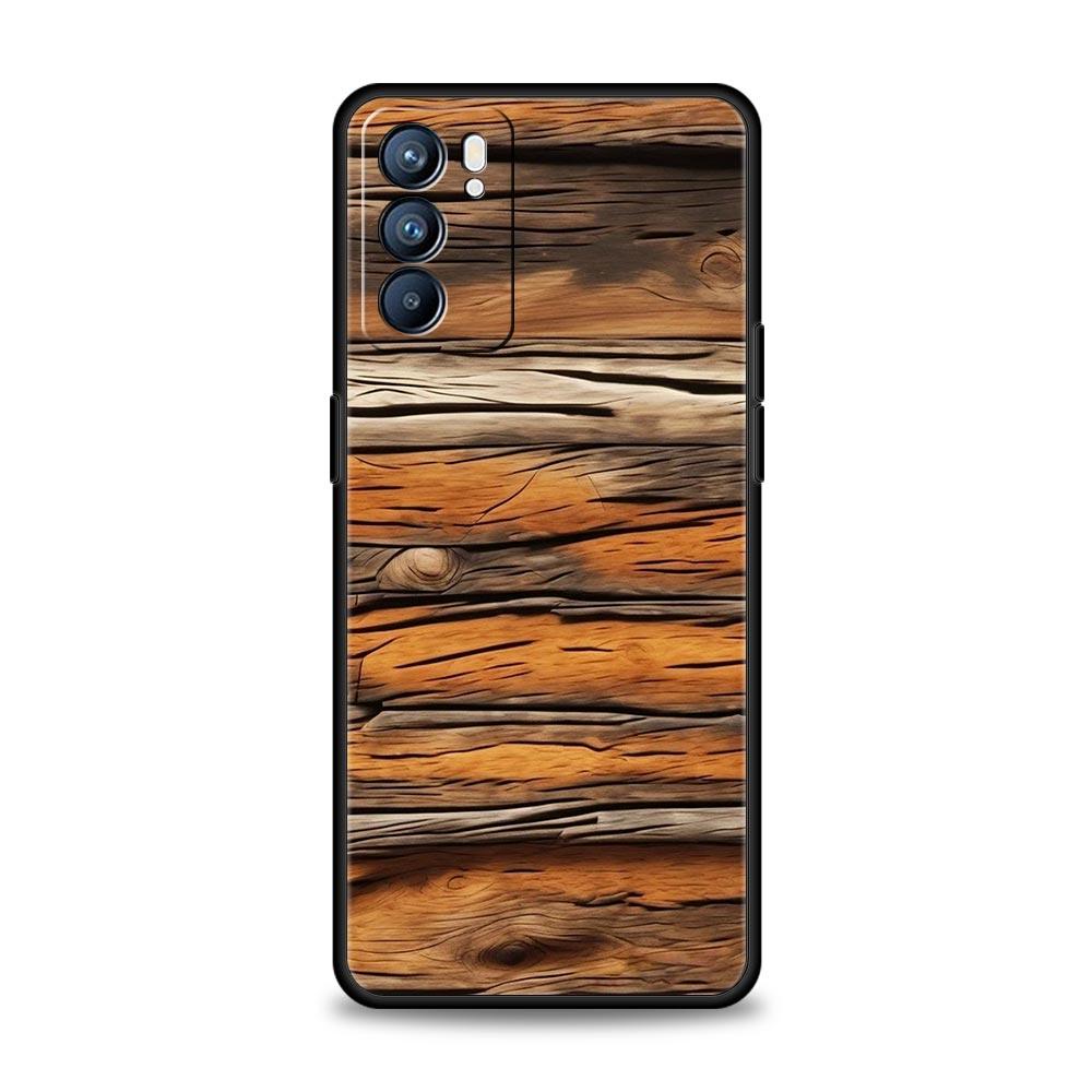 Luxury Vintage Wood Grain Pattern Phone Case For Oppo Reno 13 12 11 10 7 F Find X5 X6 A98 A80 A79 A78 A57 A54 A17 Pro Soft TPU
