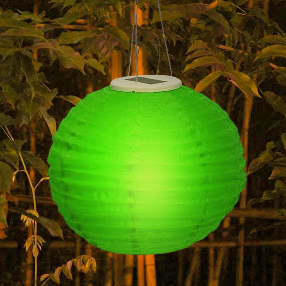 12 Inch Colorful Lantern Waterproof Outdoor Garden Decoration Holiday Supplies Nylon Round Hanging LED Solar Lantern
