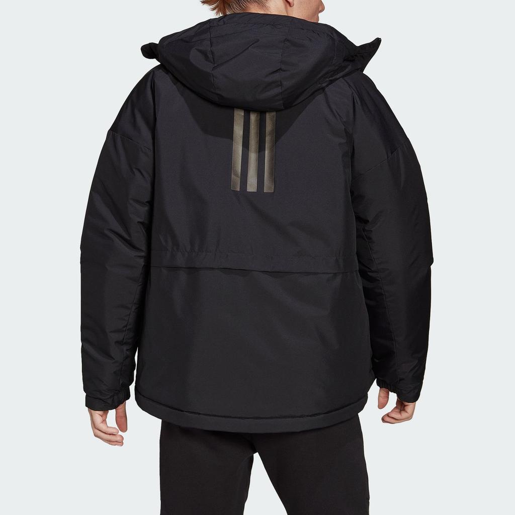 adidas Letter Print Hooded Sports Casual Cotton Jacket Men Jacket Black HG6012