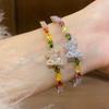 Korean-Style Zircon Butterfly Teardrop Open Bangle: Exquisite Light Luxury Women's Bracelet