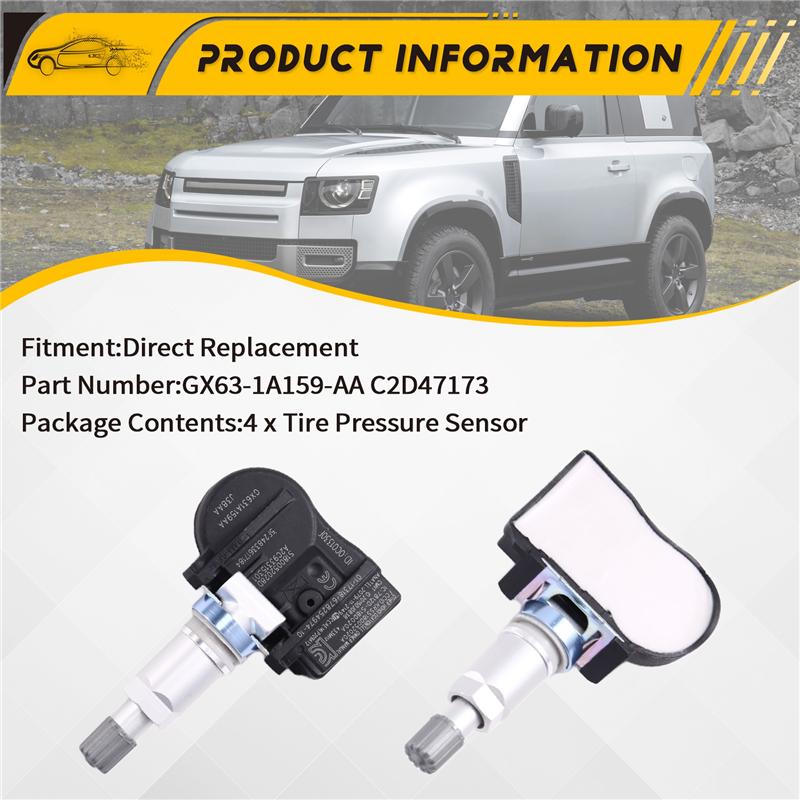 

For Land Rover Range Rover Jaguar F-PACE Compatible 4PCS 433MHZ TPMS Tire Pressure Sensor GX63-1A159-AA C2D47173 чёрный