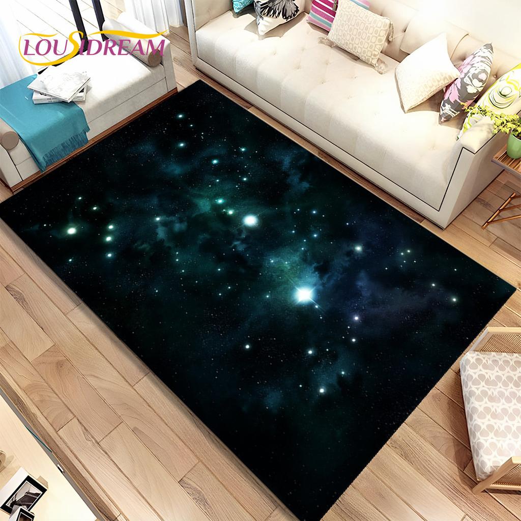 Galaxy Universe Space Stars Area Rug,Carpet Rug for Home Living Room Bedroom Sofa Doormat Decor,Kids Play Non-slip Floor Mat HD