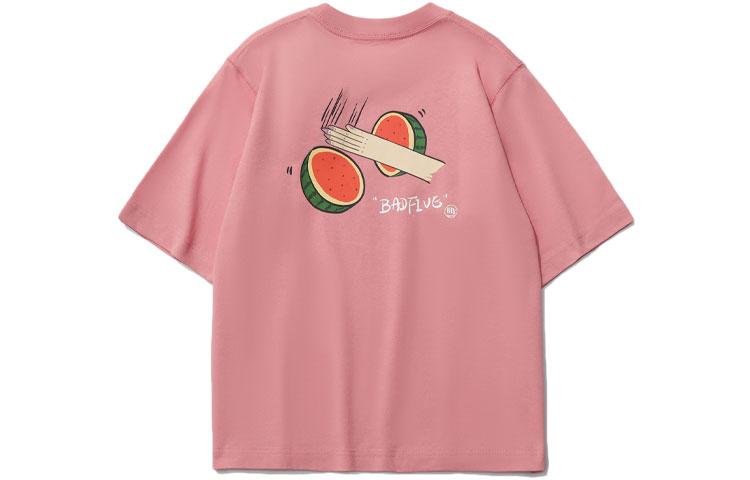 Li Ning BADFIVE T Shirts Women s Apricot Pink Crew Neck Moderate Straight Fit AHSR096-3 XS