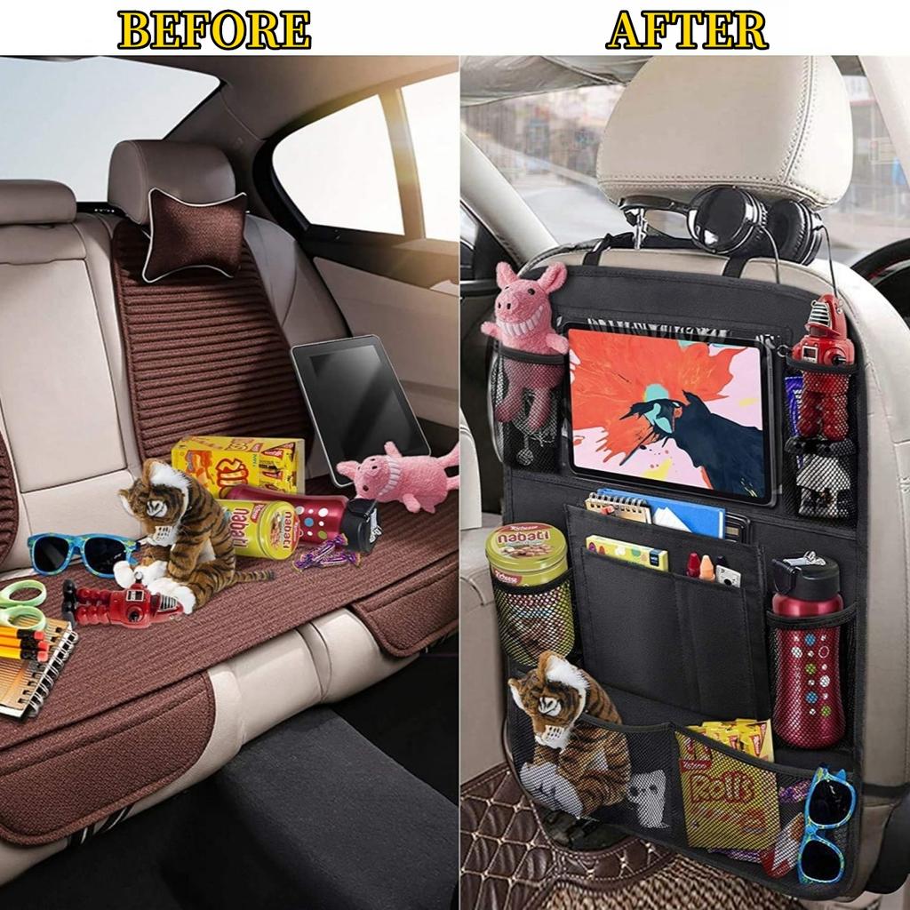 Car Seat Back Organizer 10 Storage Pockets with Touch Screen Tablet Holder Protector for Kids Children Car Accessories