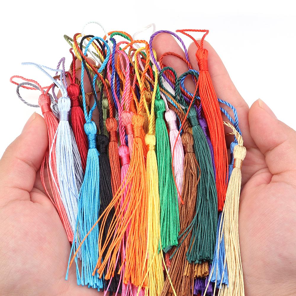 30-100pcs/lot Colorful Polyester Silk Tassel Fringe Cotton Tassels Trim For Sewing Curtains Accessories DIY Bookmark Decoration