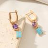 1 Pair Fashion Colored Square Dangle Earrings for Women Cubic Zirconia Earring Jewelry Wedding Party Accessories