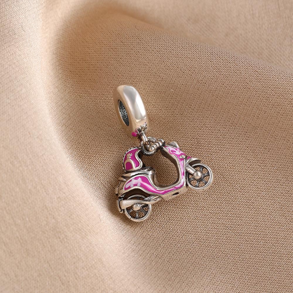925 Silver Pink Series Cake Wings Flower Heart Pig House Donut Charm Bead Fit Bracelet DIY For Woman Girl Jewelry