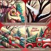 Winter Holiday Banner Red Truck Design Xmas Display Holiday Backdrop Wreath Ornament Snowy Christmas Backdrop For Christmas