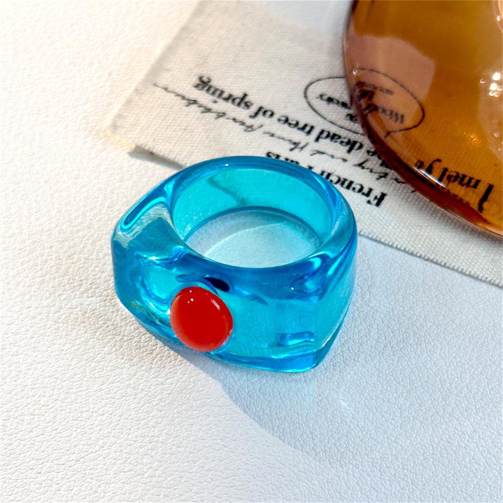 Fashion Simple Inlaid Colorful Y2k Resin Ring Women Sweet Cute Ins Birthday Party Hip Hop Commemorative Jewelry Rings Gift Women
