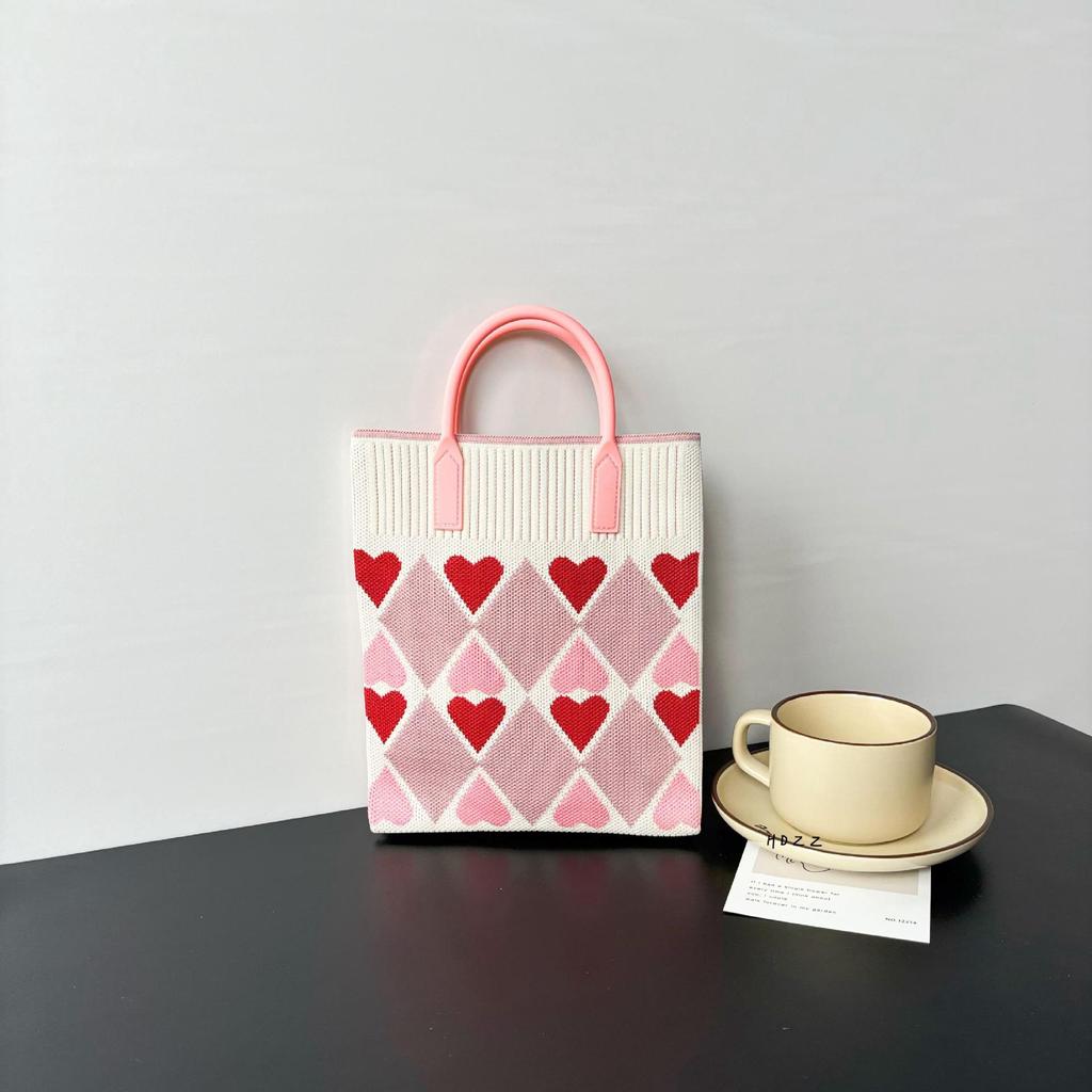 High-Capacity Cartoon Knit Shoulder Bag - Trendy Crossbody Handbag