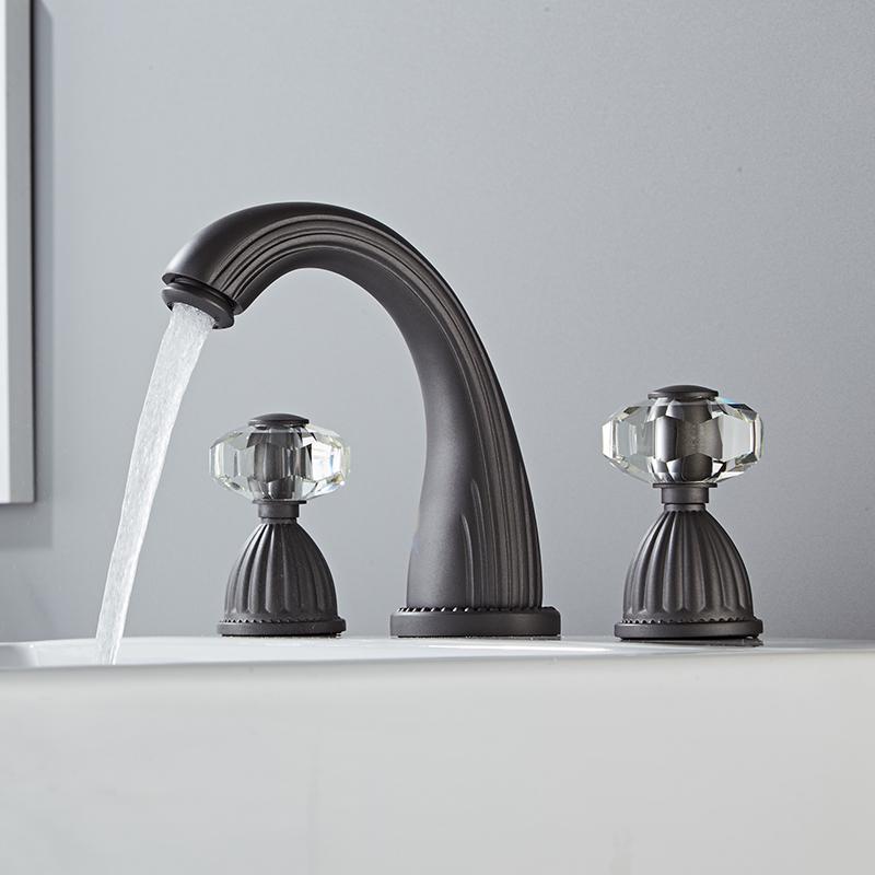 Rubinetto per Lavabo Grigio Canard Rubinetto per Lavabo da Bagno a 3 Fori a Larga Apertura Oro/Nero/Cromo Miscelatore per Lavabo Rubinetto Acqua Calda e Fredda Nuovo