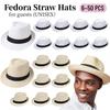 58/60cm HC Stroh Fedora Hüte für Herren Damen Kurzer Rand Panama Hüte Großer Kopf Sonnen Strandhut Hochzeit Havanna Partygeschenk für Gäste