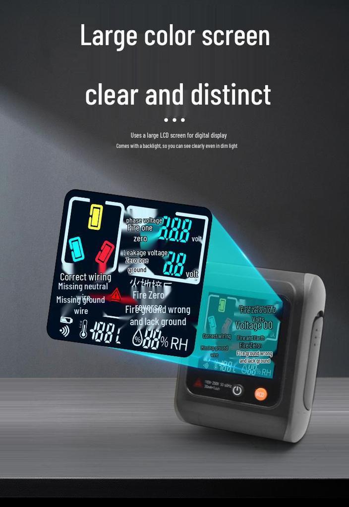 Socket Tester with Phase Meter & Power Polarity Detector - Checks Leakage & Ground Wiring