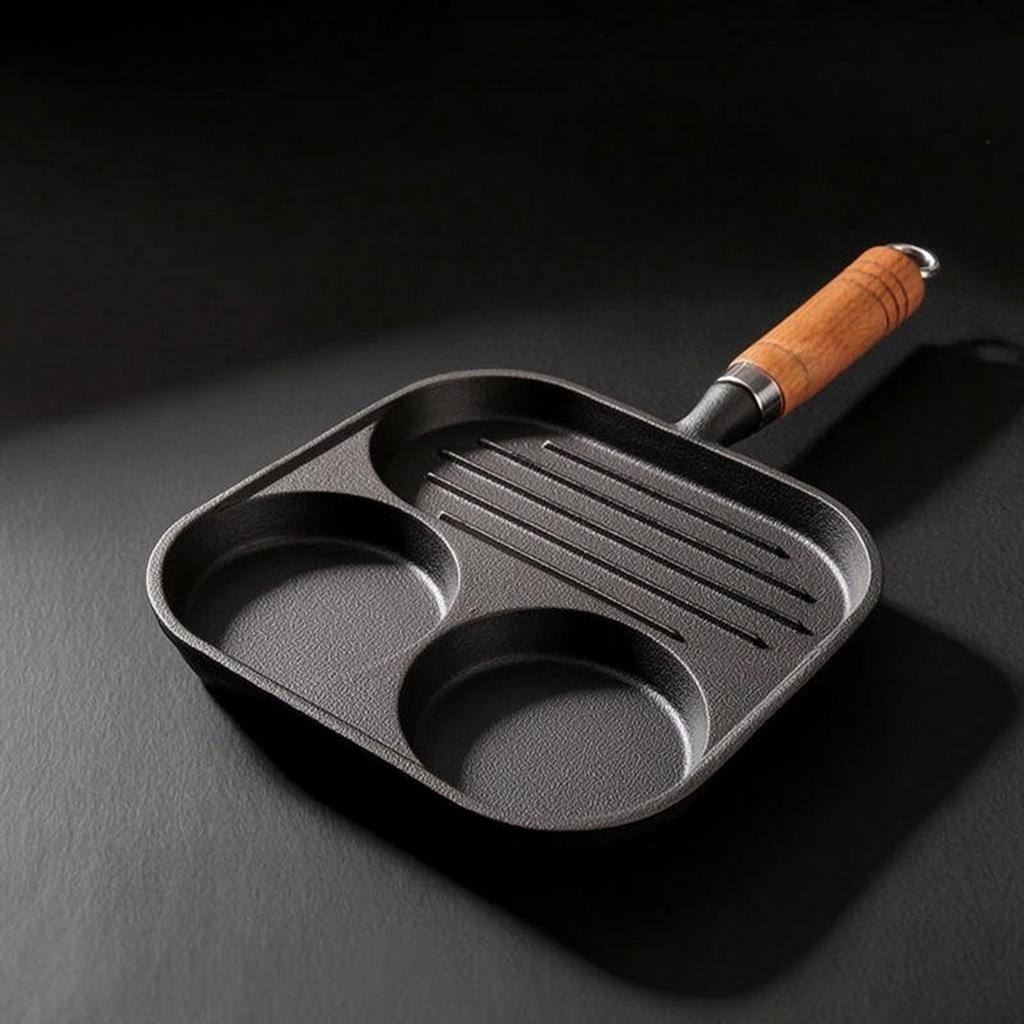 Cast Iron Pan with Wooden Handle Induction InductionreadySection PreSeasoned Breakfast Skillet