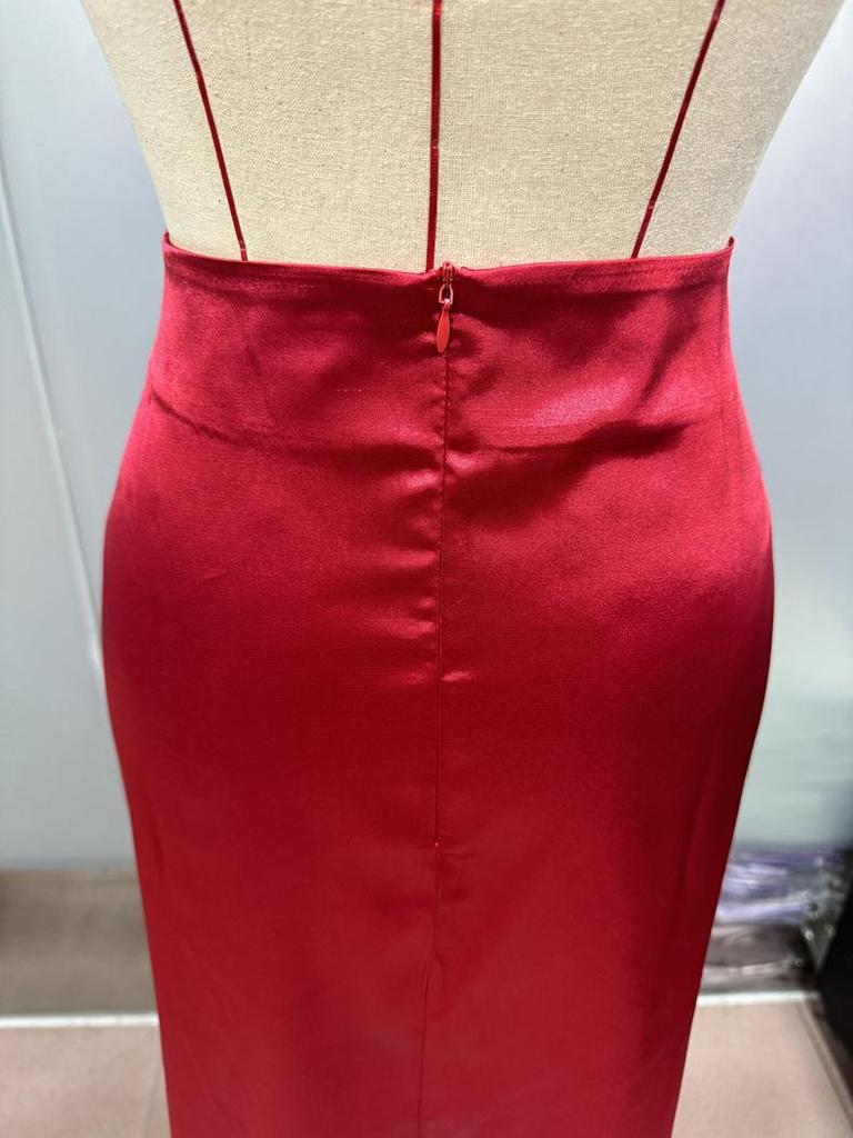 Women's Satin Silk Fishtail Midi Skirt - Autumn Collection