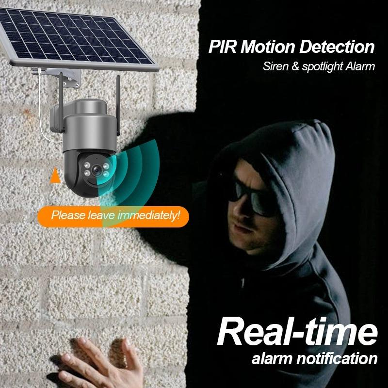 Cámara de seguridad solar para exteriores WiFi 4G visión nocturna a color HD inalámbrica