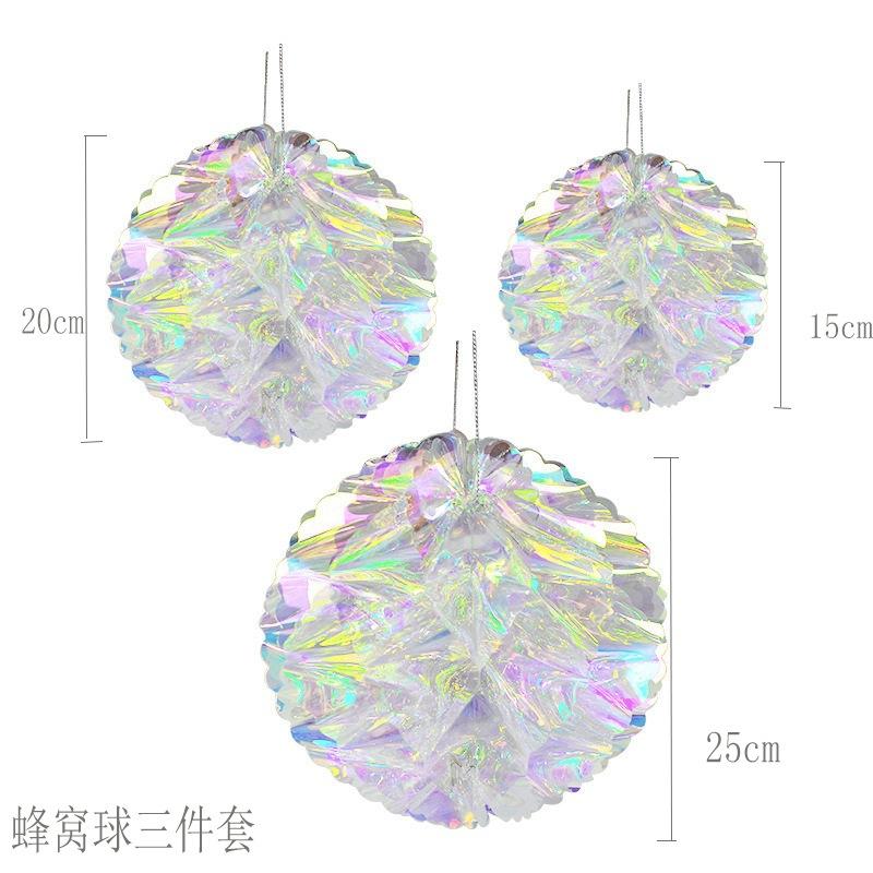 Christmas Hanging Honeycomb Ball Decor Paper Snowflake Garlands Shiny Iridescent Party Decorations Wedding Disco Party Supply