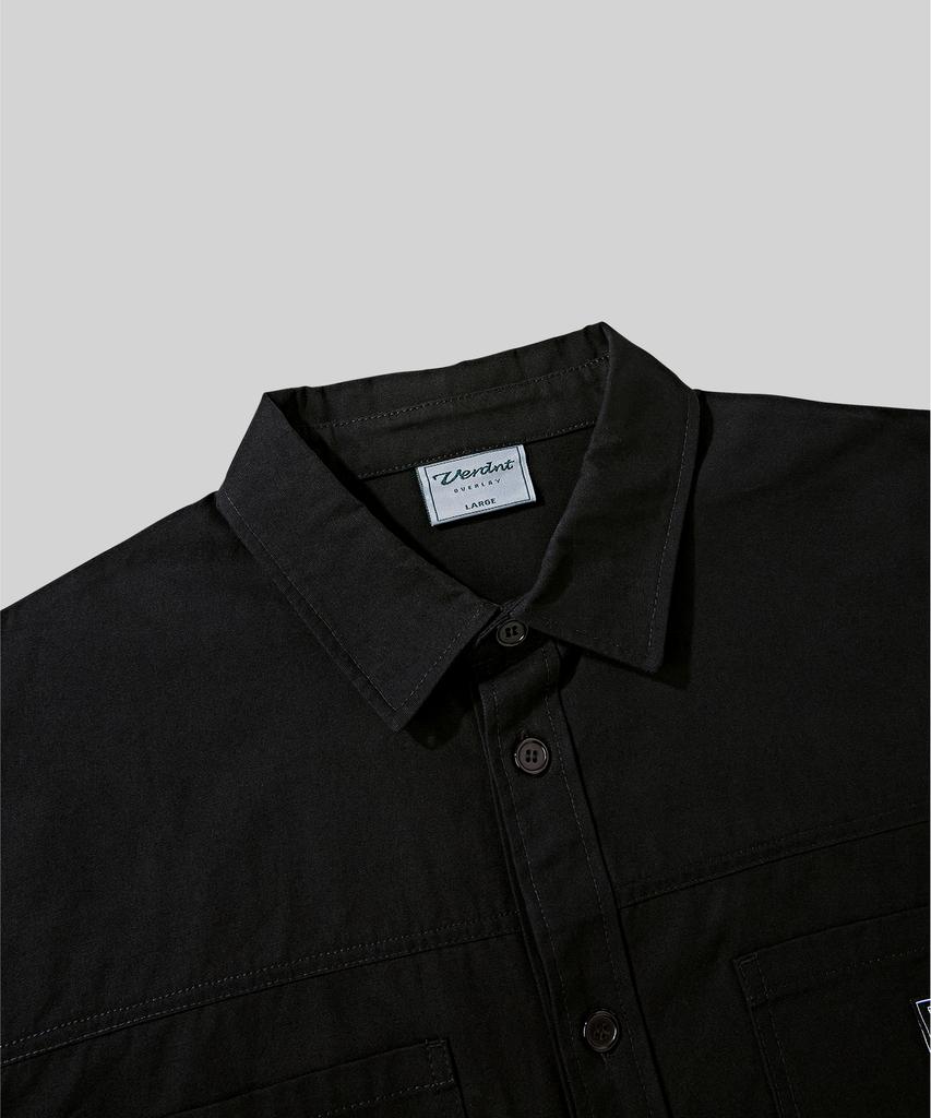 Beodeonteu Oversized Canvas Cutout Work Shirt [Black]