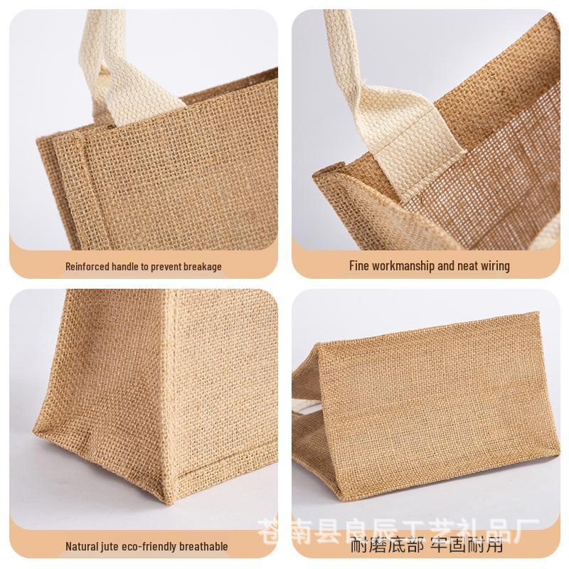 Custom Logo Hand-Painted Tote: Jute, Canvas, Cotton & Linen Handbag, Burlap DIY Lunch Box Bag